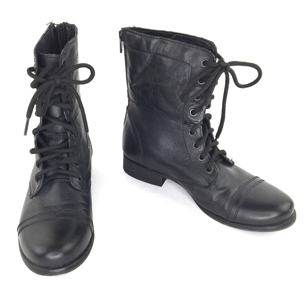 Steve Madden Black P-Kombat Lace Up Boots Size 7M